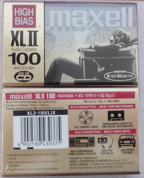 MAXELL XL II 100 Blank Audio Cassette Tape Original Made In Japan