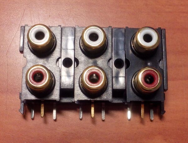PCB Mounting Stereo 6 RCA Gold Plate Female Socket Connector