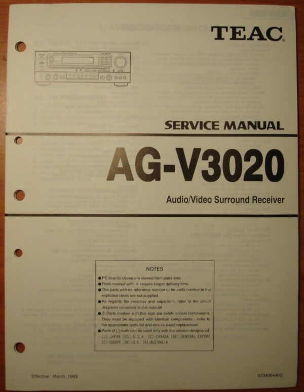 Teac Service Manual V-770/CD-P3100&4100/AG-V3020/supp - Image 3