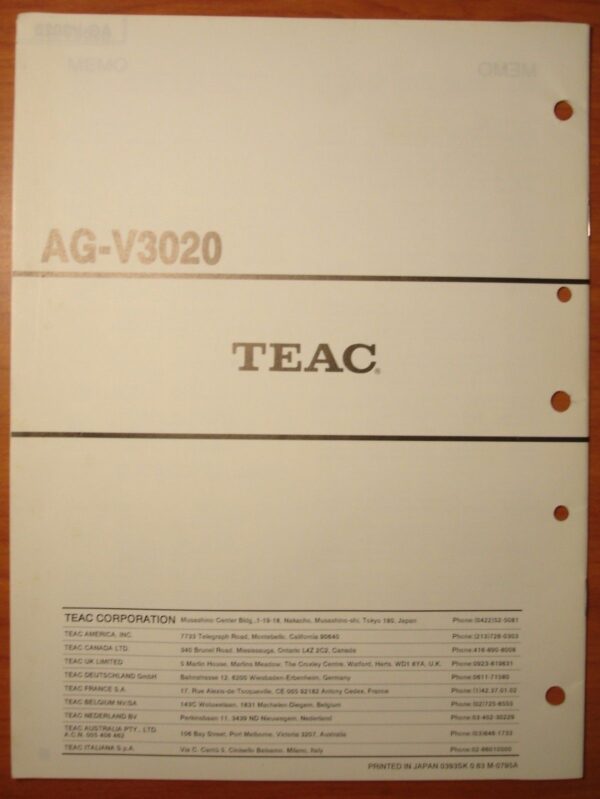 Teac Service Manual V-770/CD-P3100&4100/AG-V3020/supp - Image 4