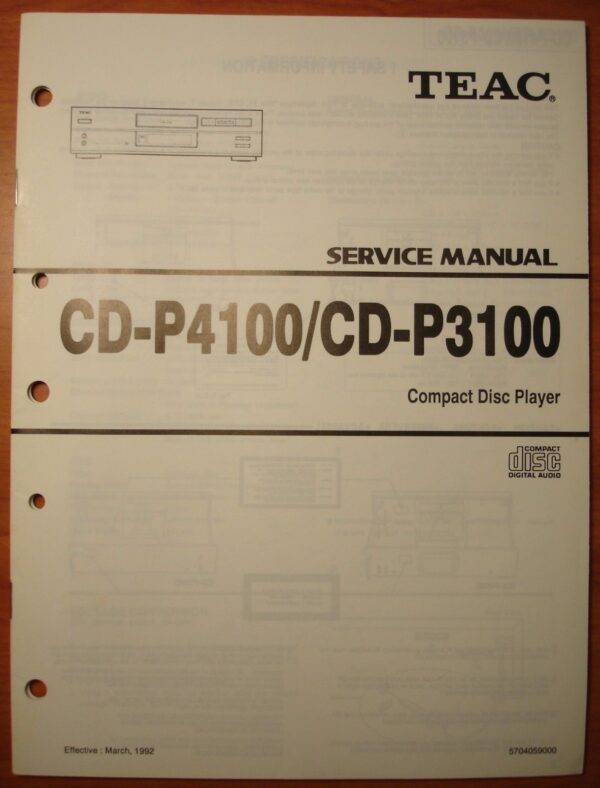 Teac Service Manual V-770/CD-P3100&4100/AG-V3020/supp - Image 5