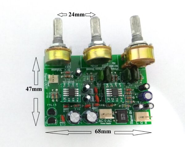Subwoofer Low Pass Filter Electronic Crossover 50Hz~250Hz Assembled or DIY KIT with 45Hz Bass-Boost Model SUB-1K - Image 4