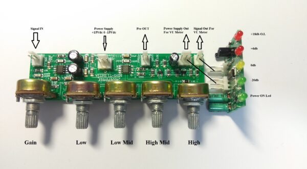 MINS-T1 SMT2 Guitar/Instrument Pre-amplifier With 4 band Tone Control - Image 5