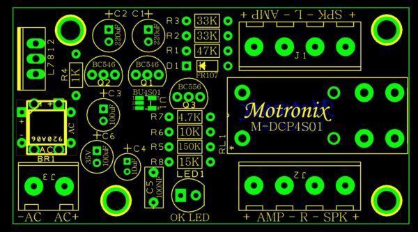 M-DCP4S01 Stereo amplifier Turn on delay & Speaker DC Protection Board